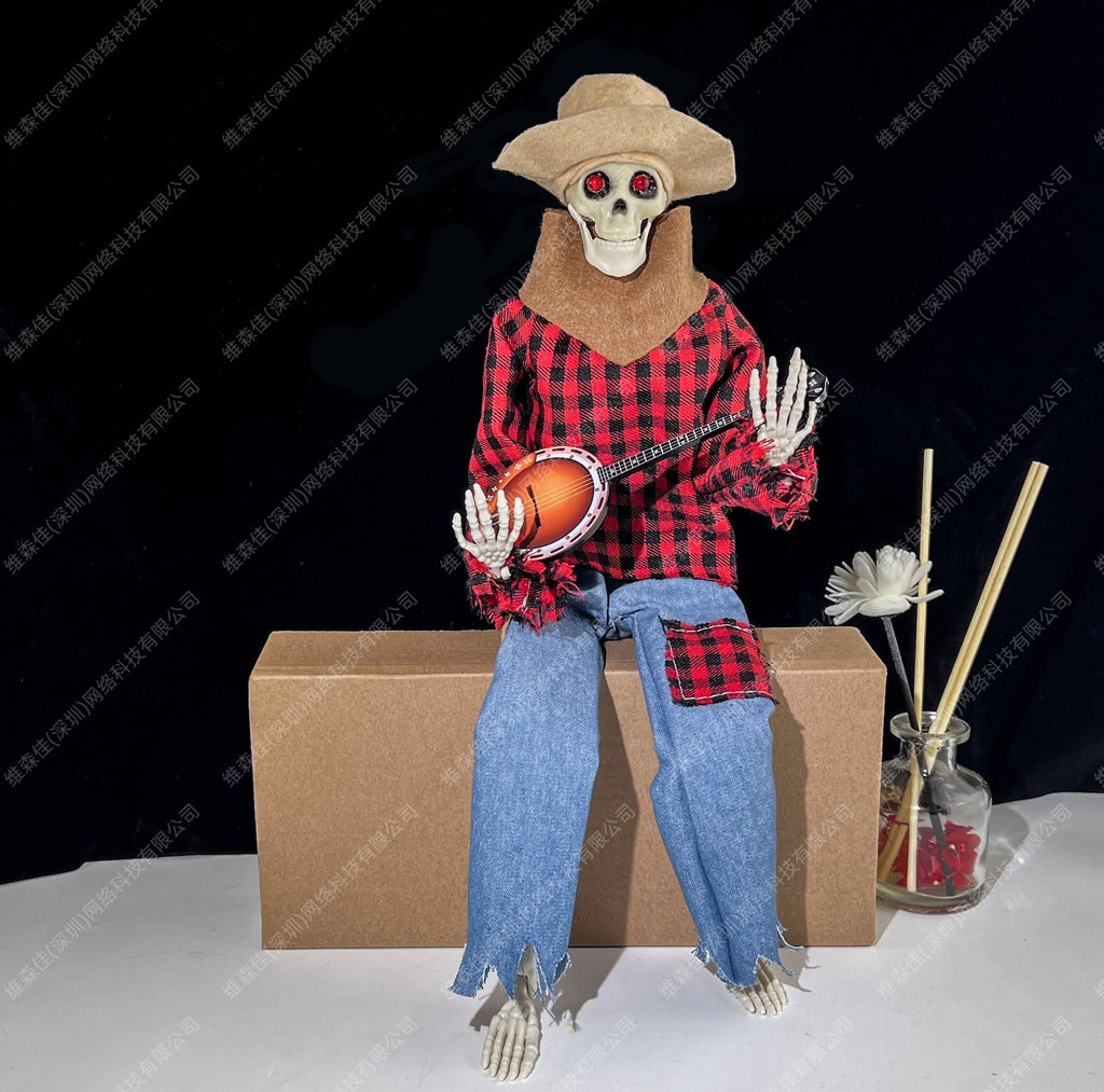 Halloween-Skelett inklusive Banjo – Leuchtende Dekoration mit Sound