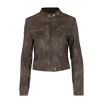 Vintage-Kunstlederjacke mit Reißverschlusstaschen
