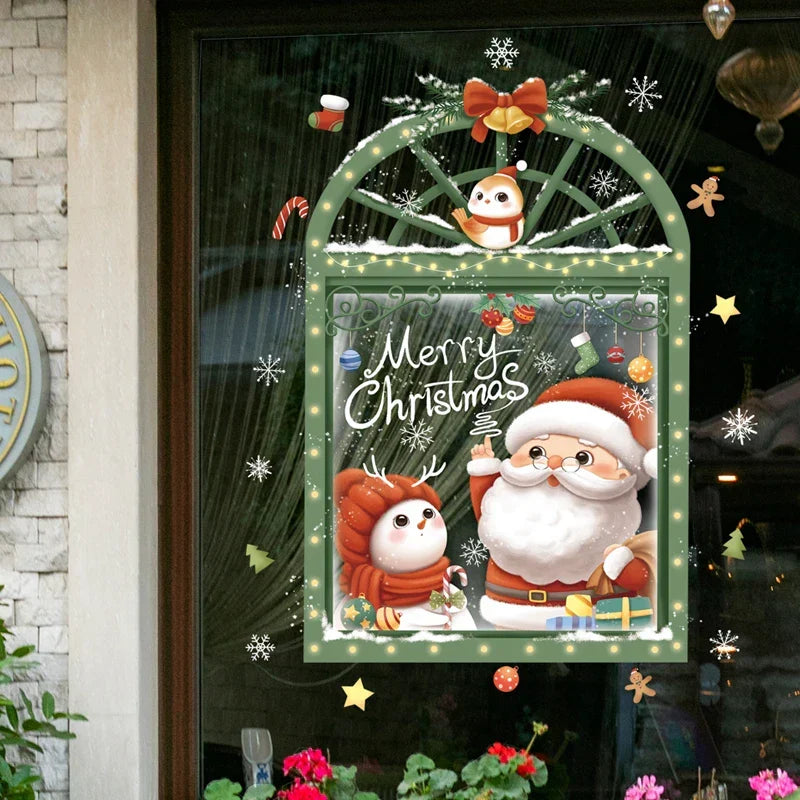Weihnachts-Fensterdekoration – Festliche Dekoration mit Weihnachtsmann sowie Tieren für eine stimmungsvolle Weihnachten