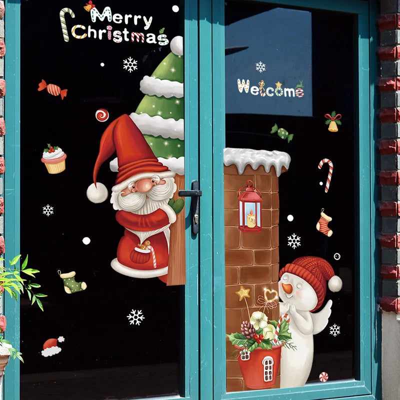 Weihnachts-Fensterdekoration – Festliche Dekoration mit Weihnachtsmann sowie Tieren für eine stimmungsvolle Weihnachten