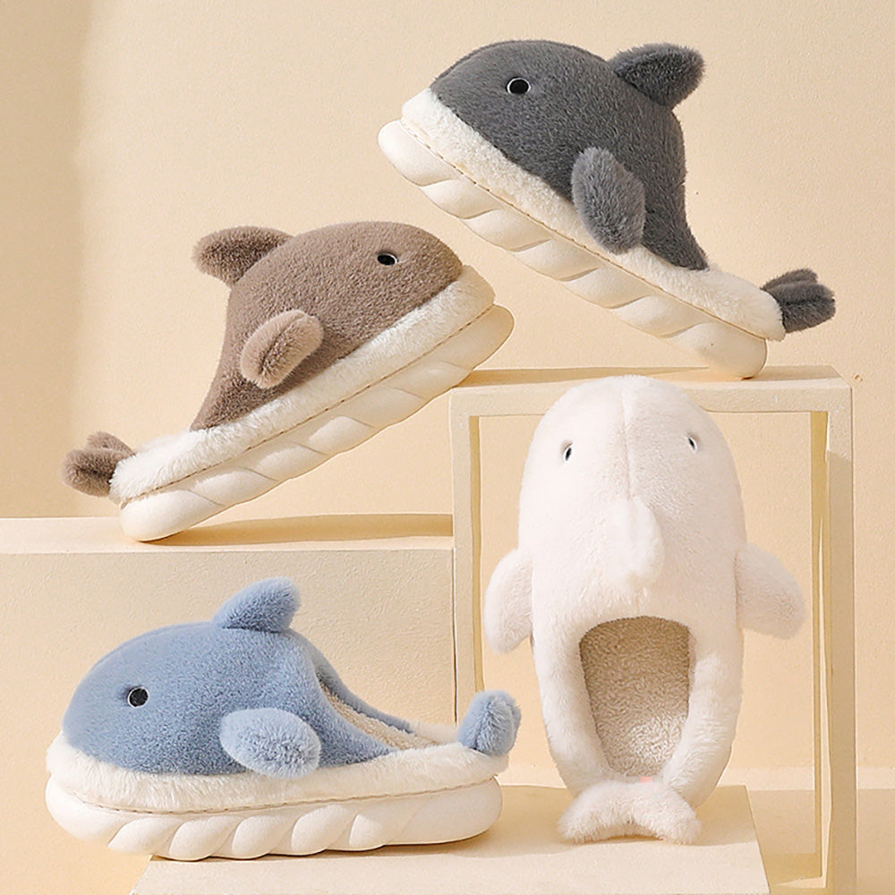Flauschige Wal Pantoffeln – Kuscheliger Unisex Komfort