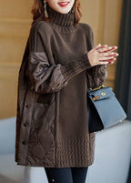 Einfacher Patchwork-Pullover mit Rollkragen