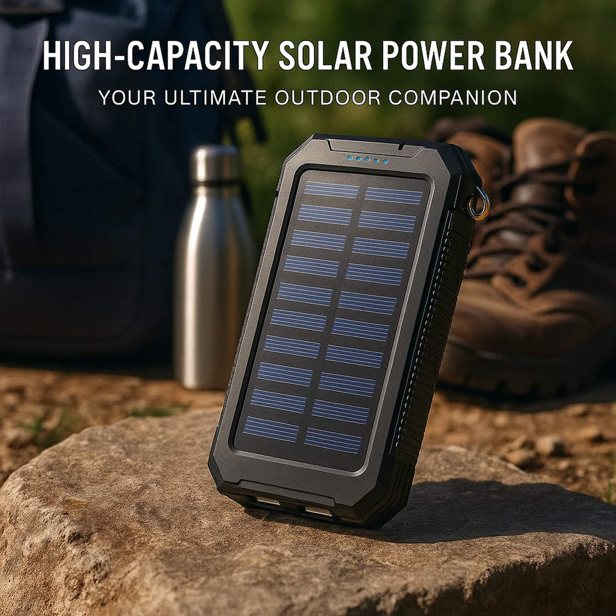 20000mAh Solarenergie Powerbank – Wasserdicht, Strapazierfähig & Mit Taschenlampe
