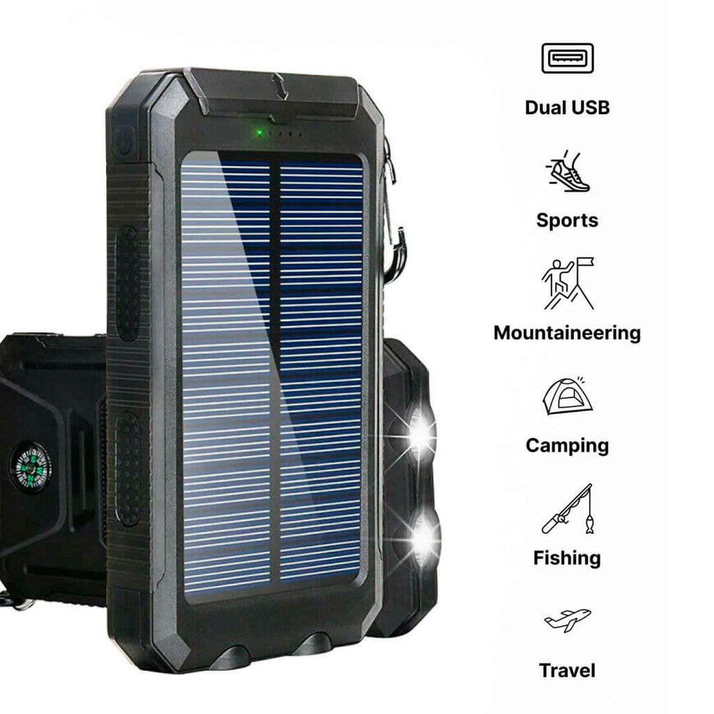 20000mAh Solarenergie Powerbank – Wasserdicht, Strapazierfähig & Mit Taschenlampe