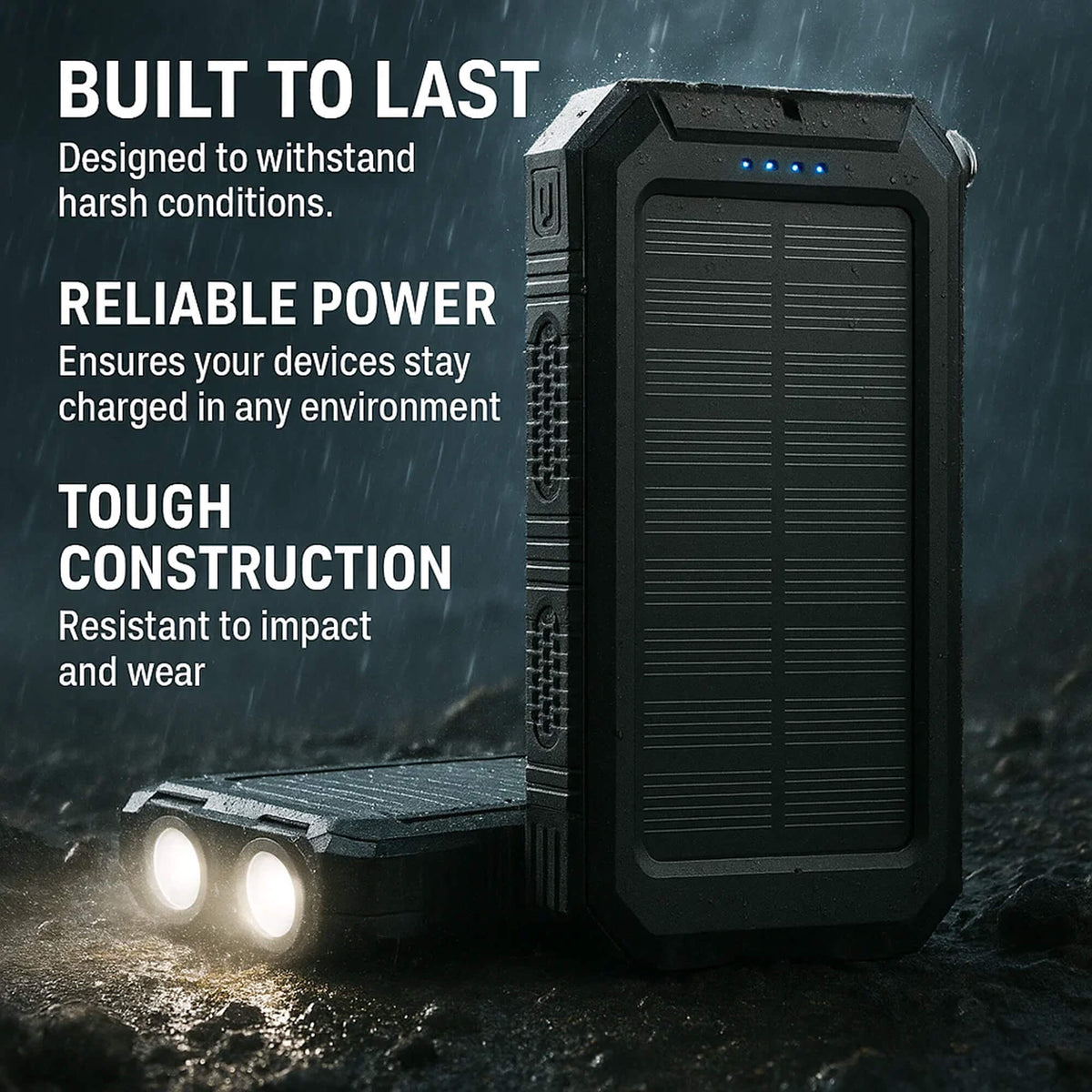 20000mAh Solarenergie Powerbank – Wasserdicht, Strapazierfähig & Mit Taschenlampe