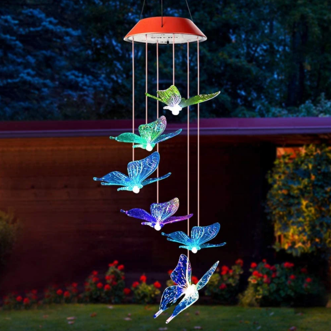 Solar Schmetterling Windspiel: Bunte Beleuchtung für draußen