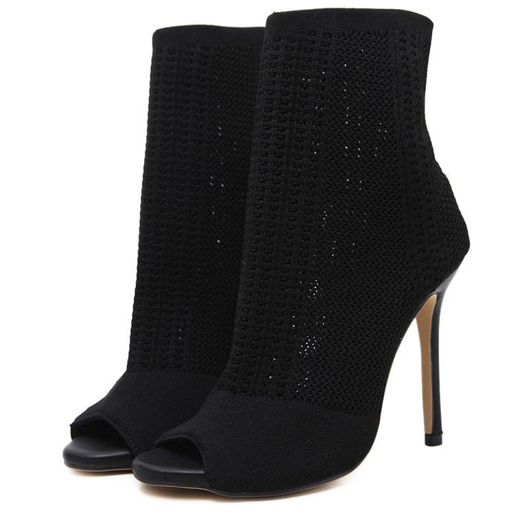 Damen Peep-Toe Stiefeletten mit Stilettoabsatz