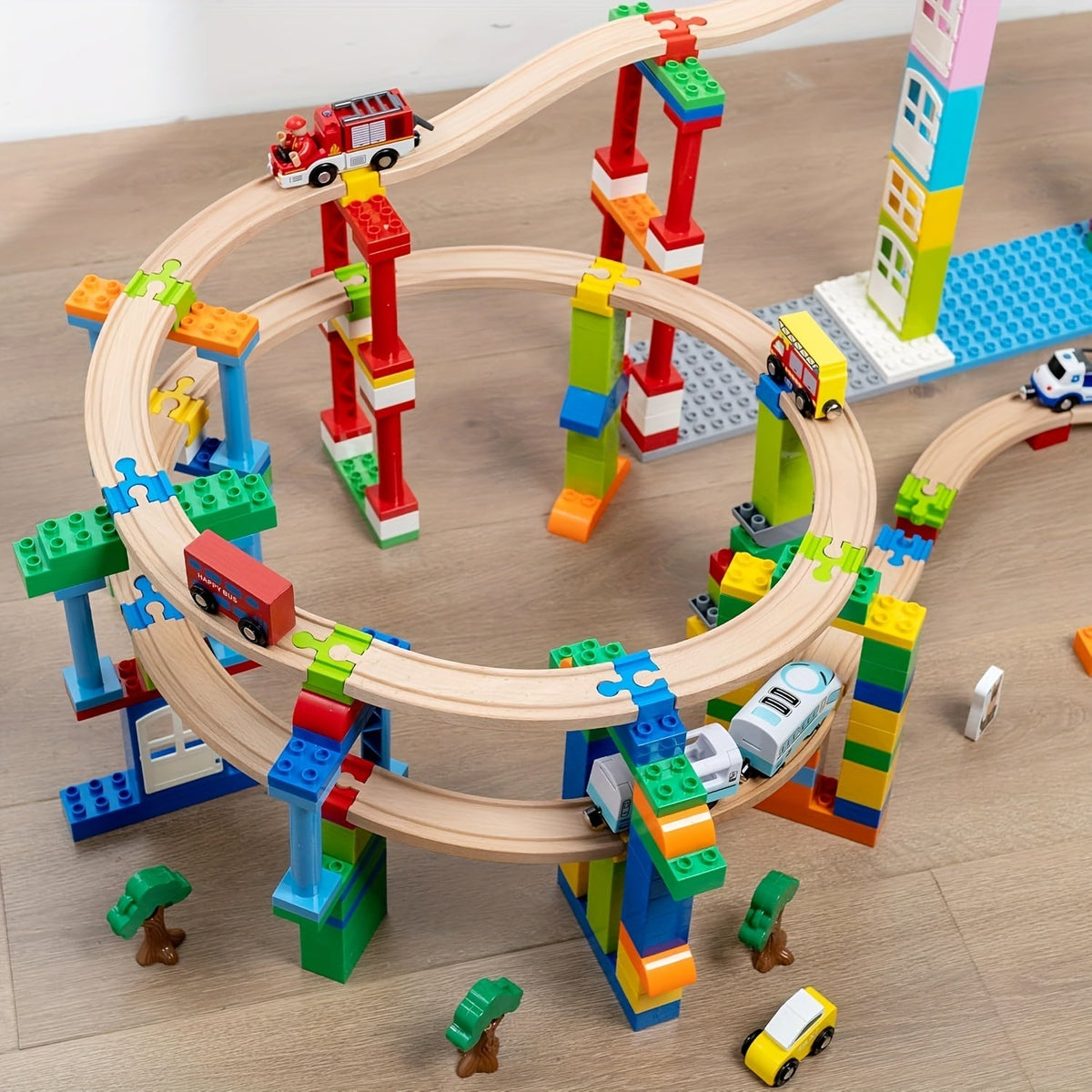 Set von 7-14 Bunt Holzgleisadaptern: Verstellbare Verbinder für den Modellbau