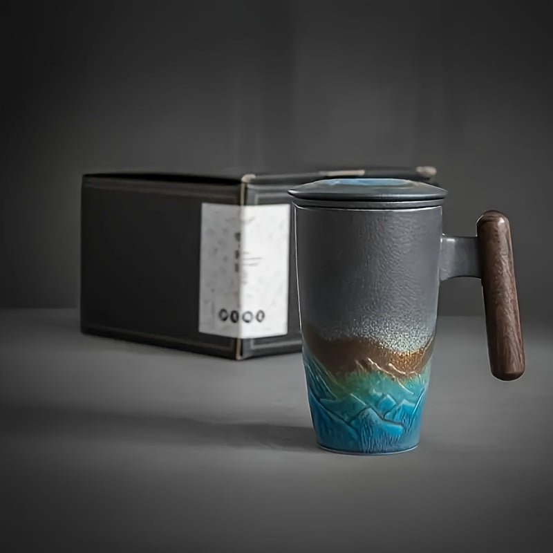 Handgefertigte Keramische Teetasse mit Sieb – Authentisches Design sowie Praktische Nutzung