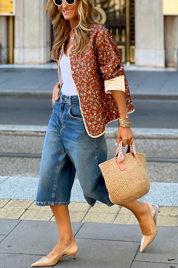 Jeans-Bermudas mit aufgesetzten Taschen
