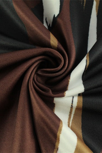 Trägerloses Maxikleid mit Druck in Braun