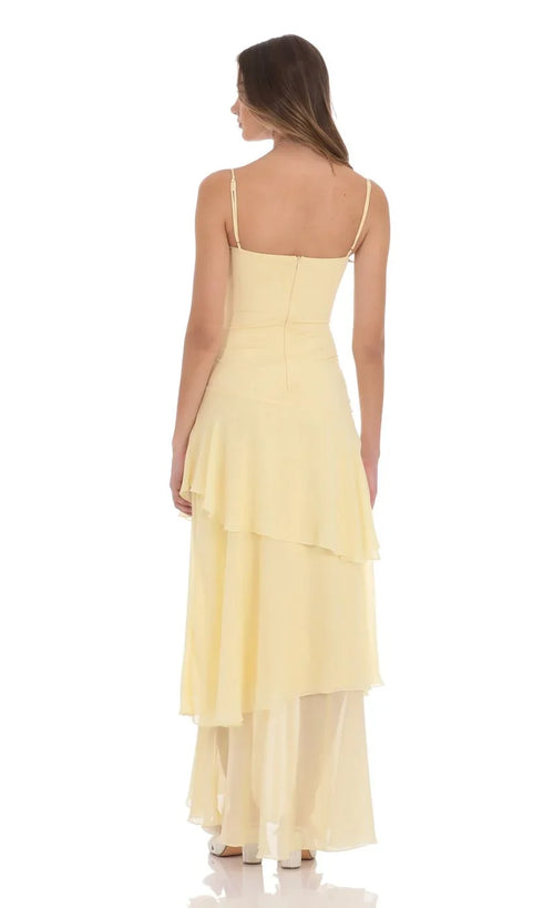 Damen Maxikleid mit Spaghettiträgern und Volants