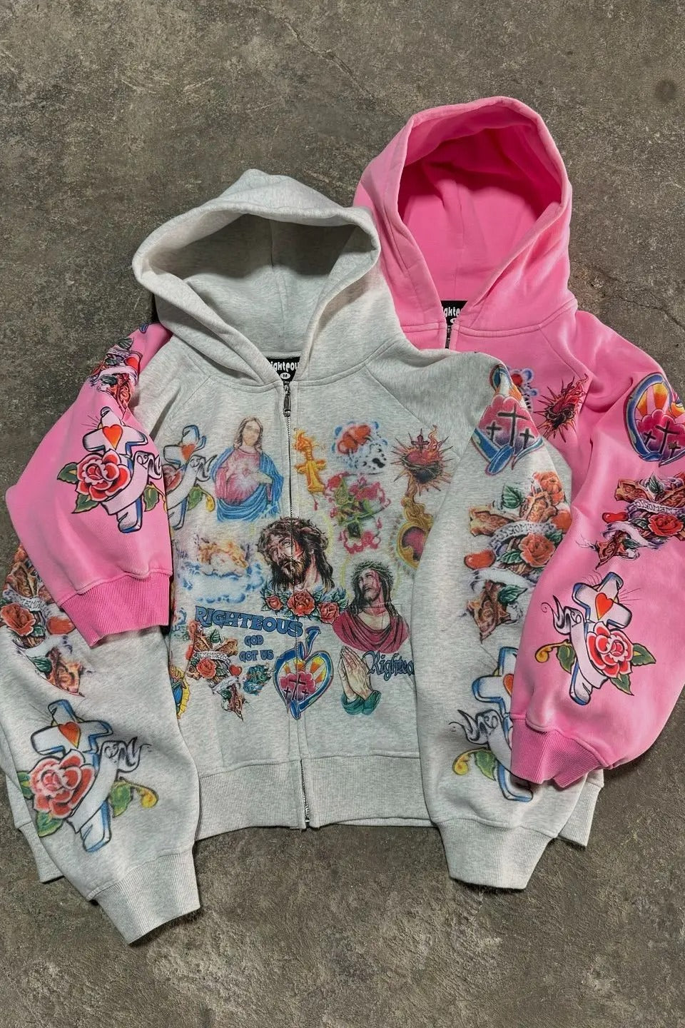 Locker geschnittener Hoodie mit Druck in Rosa