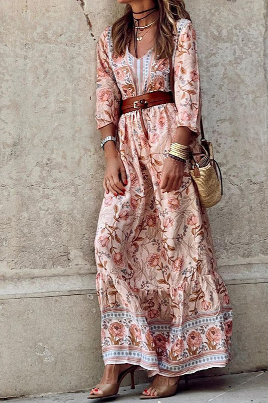 Maxikleid mit Blumenmuster in Blau
