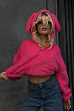 Hoodie mit Reißverschluss in Rosa