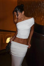 Maxikleid mit hoher Taille in Weiß