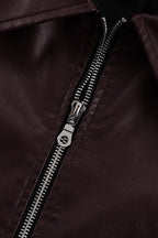 Jacke mit Kunstleder in Braun mit Leder