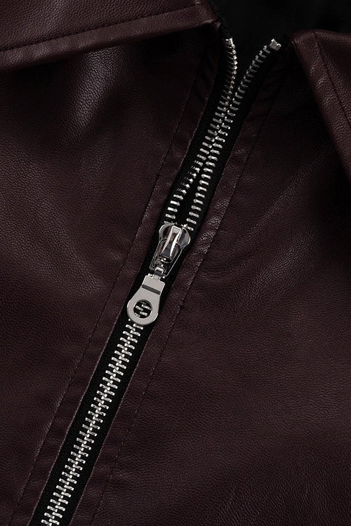 Jacke mit Kunstleder in Braun mit Leder