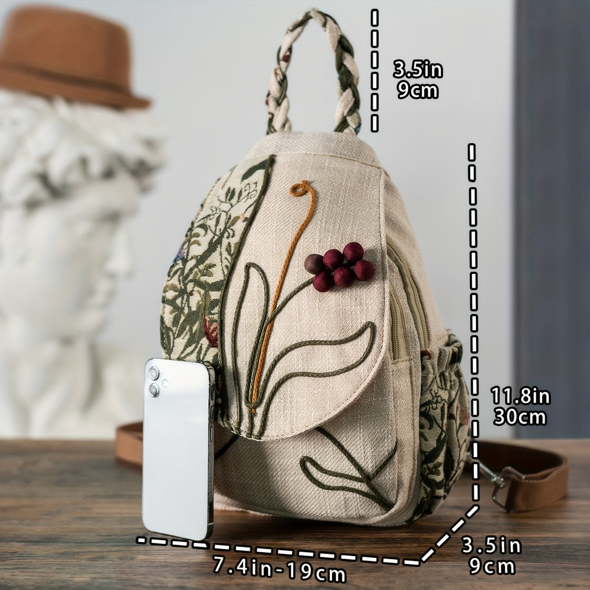 EthnoCharm Stickerei Rucksack – Künstlerisch und Funktional