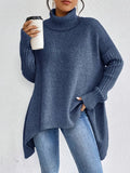 Bequemer langer Rollkragenpullover