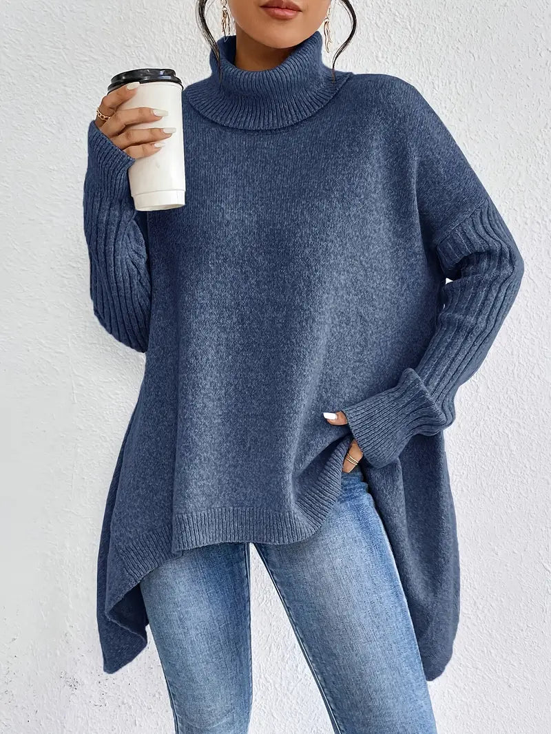 Bequemer langer Rollkragenpullover