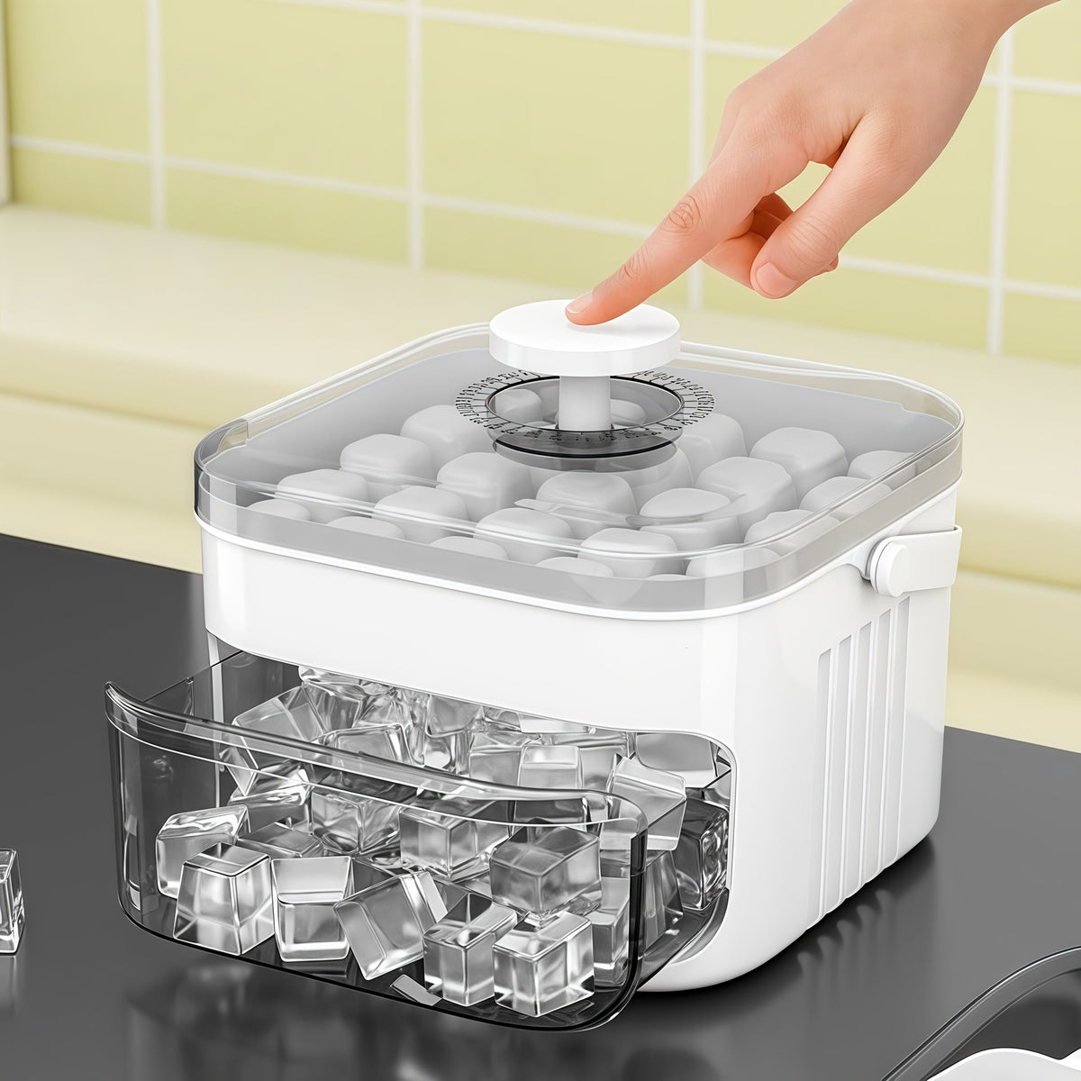 Doppelte Eiswürfelform mit 50 Fächern sowie Druckmechanismus für einfache Handhabung