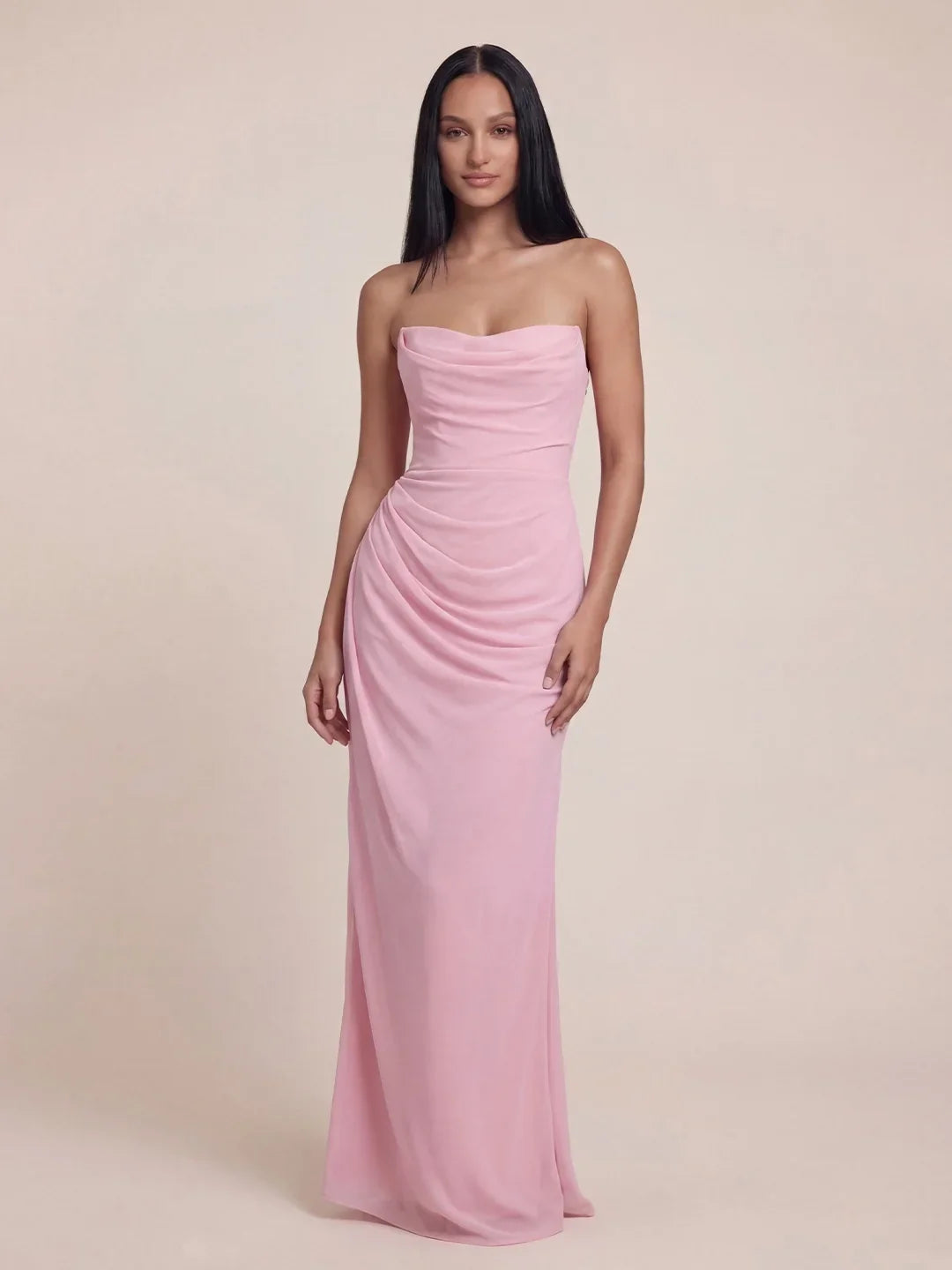 Bodice – Schulterfreies Maxikleid mit Beinschlitz und Falten