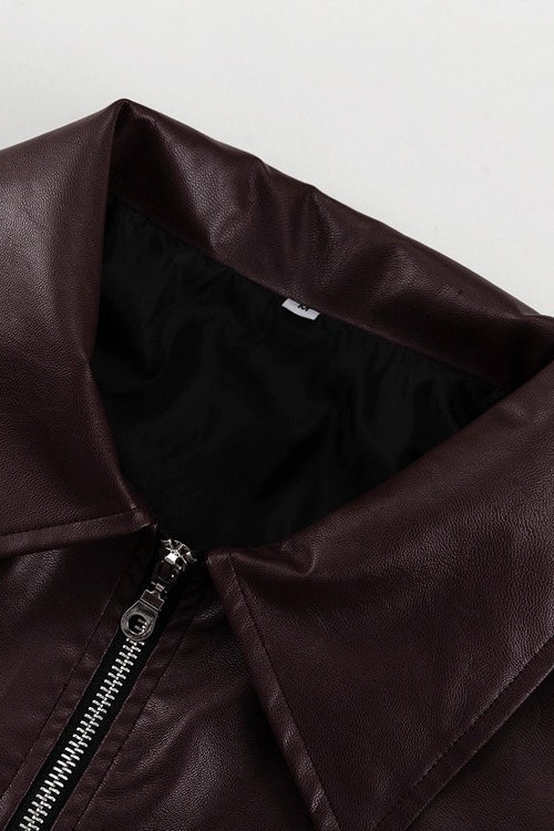 Jacke mit Kunstleder in Braun mit Leder