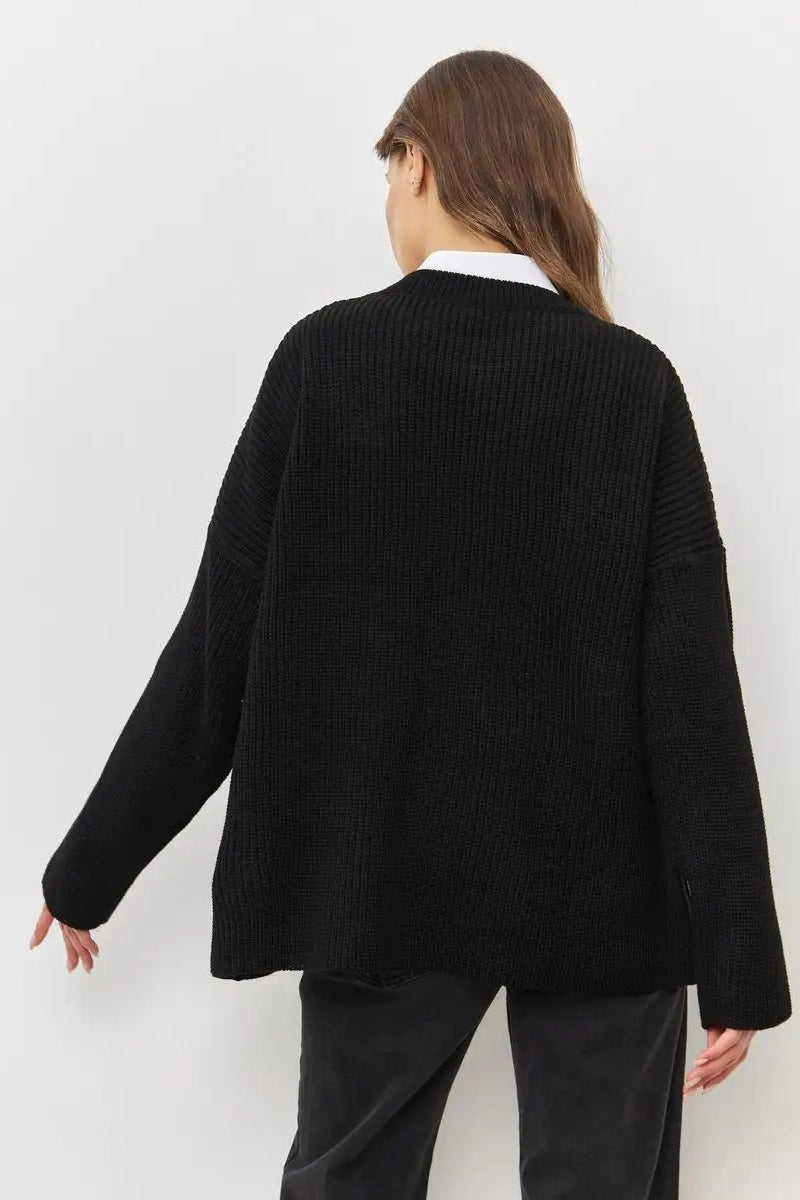 Pullover mit Strickstruktur in Weiß locker geschnitten
