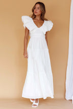 Kahlo – Maxikleid mit Puffärmeln und Rüschen