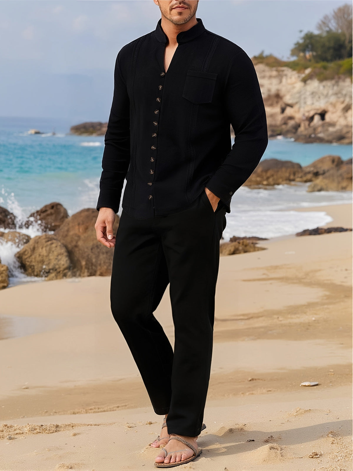Herren Leinen Zweiteiliges Set - Elegant sowie Leicht