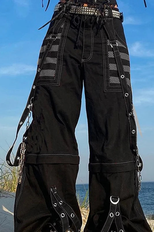 Jeans mit weitem Bein in Grün
