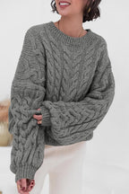 Pullover mit Strickstruktur in Weiß mit Rundhalsausschnitt