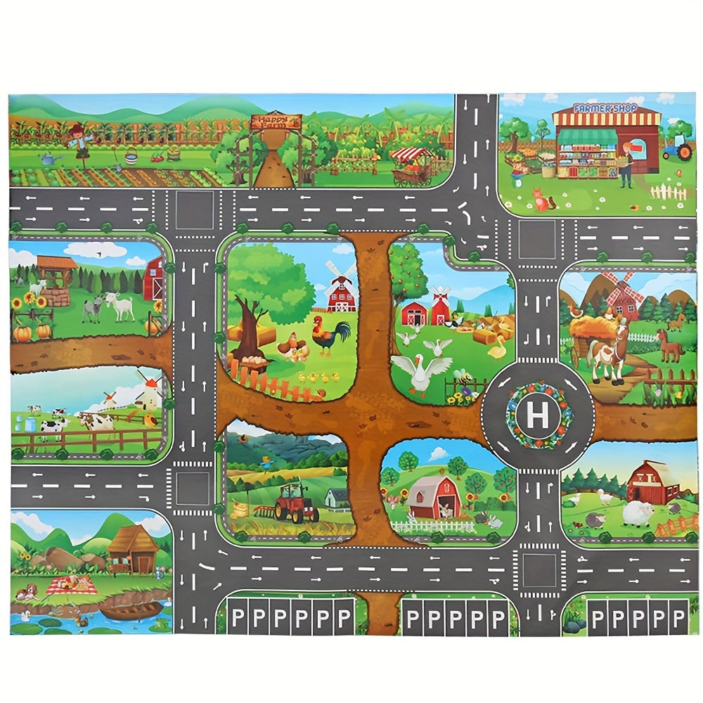 Interaktives Spielteppich-Abenteuer – Entdecke Bauernhof sowie Verkehr mit Spielzeug