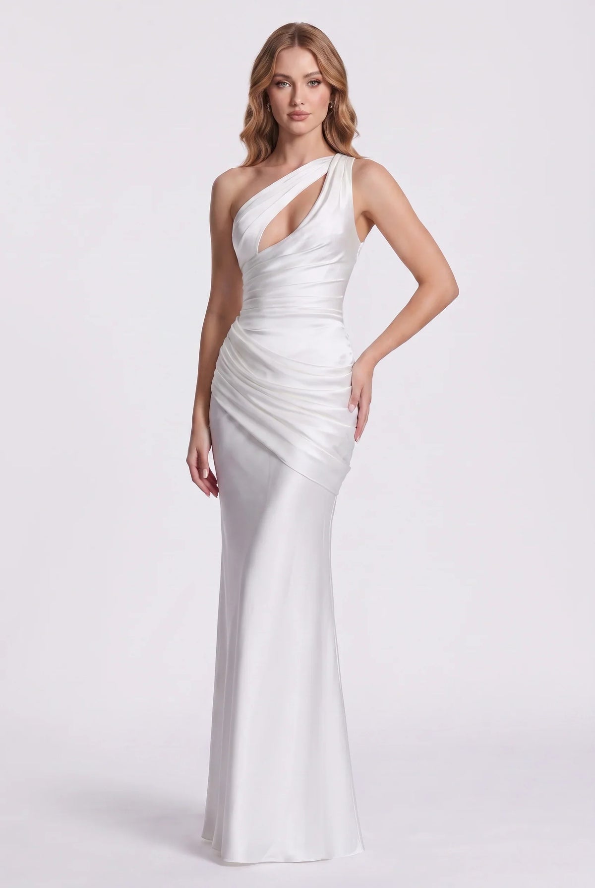 Twisted – Satin-Maxikleid mit Cut-outs