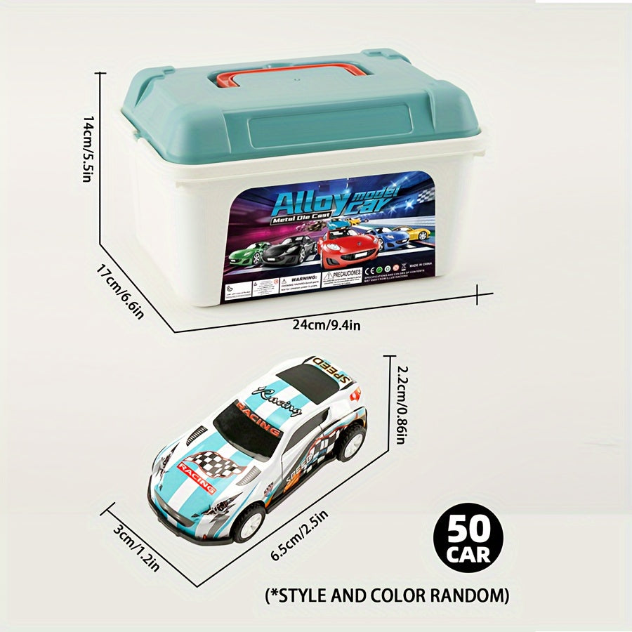 Dynamisches Spielzeug-Auto-Set mit 50 Autos sowie Aufbewahrungsbox – Perfektes Geschenk für Kinder