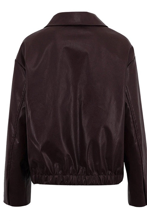 Jacke mit Kunstleder in Braun mit Leder