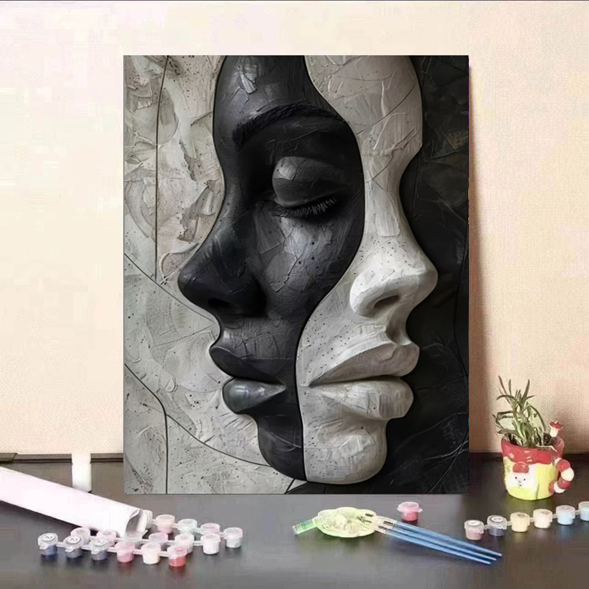 Abstraktes Weibliches 3D-Porträt: DIY Leinwand-Set für Kunstliebhaber