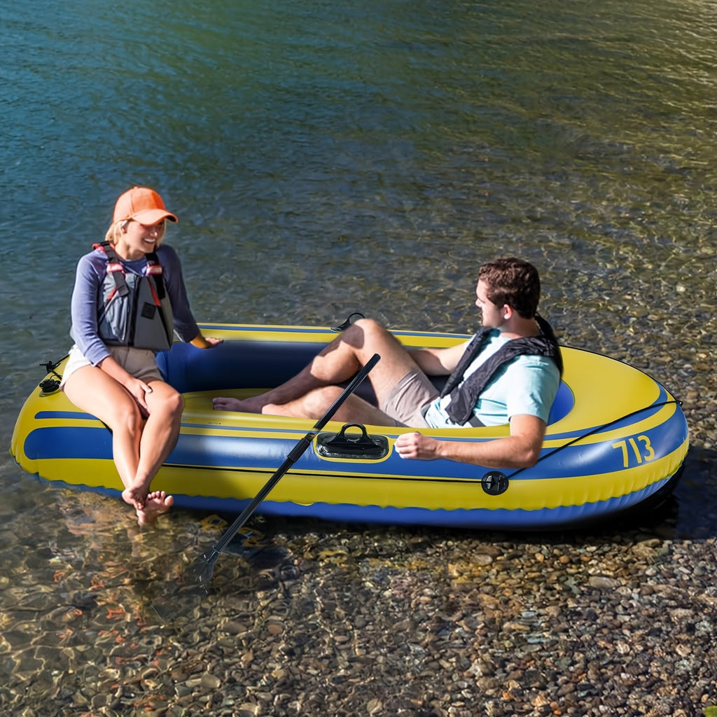 Aufblasbares Angelboot-Set – Leichtes 2-Personen PVC-Boot inklusive Paddeln