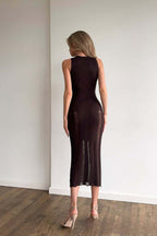 Maxikleid mit Strickstruktur in Braun