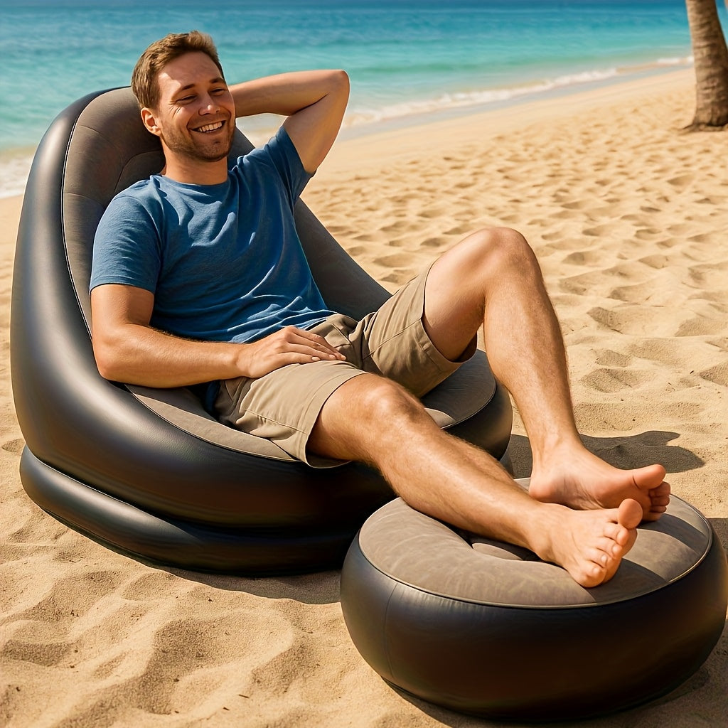 Aufblasbares Sofa-Lounger inklusive Fußstütze – Wasserdicht & Bequem