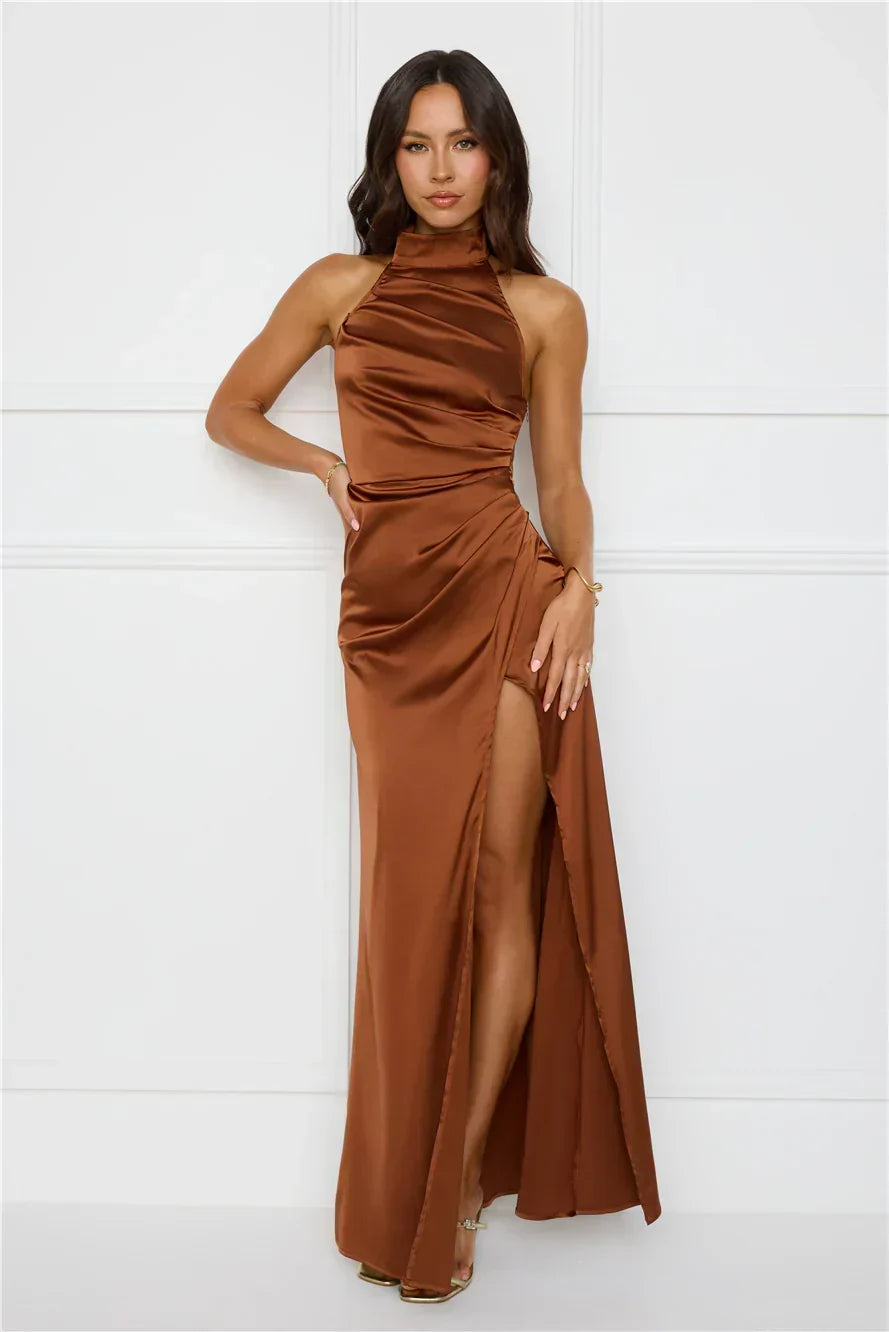 Sonnet – Satin-Maxikleid mit Neckholder