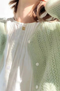 Strickjacke mit Strickstruktur in Grün locker geschnitten