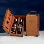 Klassischer 2-Flaschen-Weinträger inklusive Zubehör – Tragbare Geschenkbox