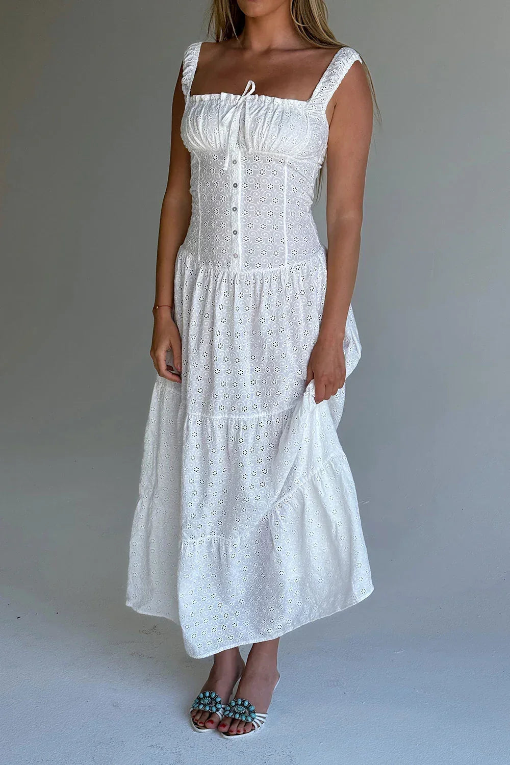 Christabelle – Maxikleid mit Rüschen und Smok-Einsatz