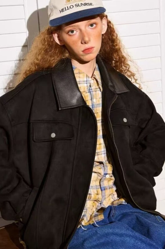 Jacke mit Patchwork und Wildleder