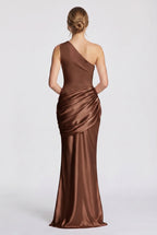Damen One-Shoulder-Maxikleid mit Satin-Drapierung