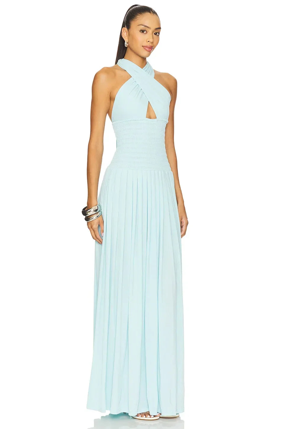 Maxikleid mit Neckholder und offenem Rücken