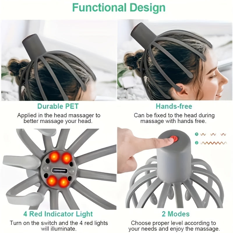 Elektrische Octopus Kopfhautmassager – USB Aufladbar und Platzsparend
