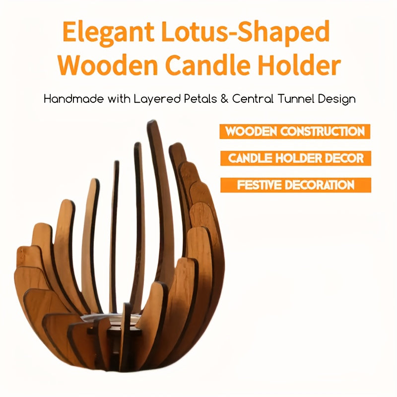 Boho Lotus Kerzenhalter – Handgefertigtes Schichtdesign aus Holz